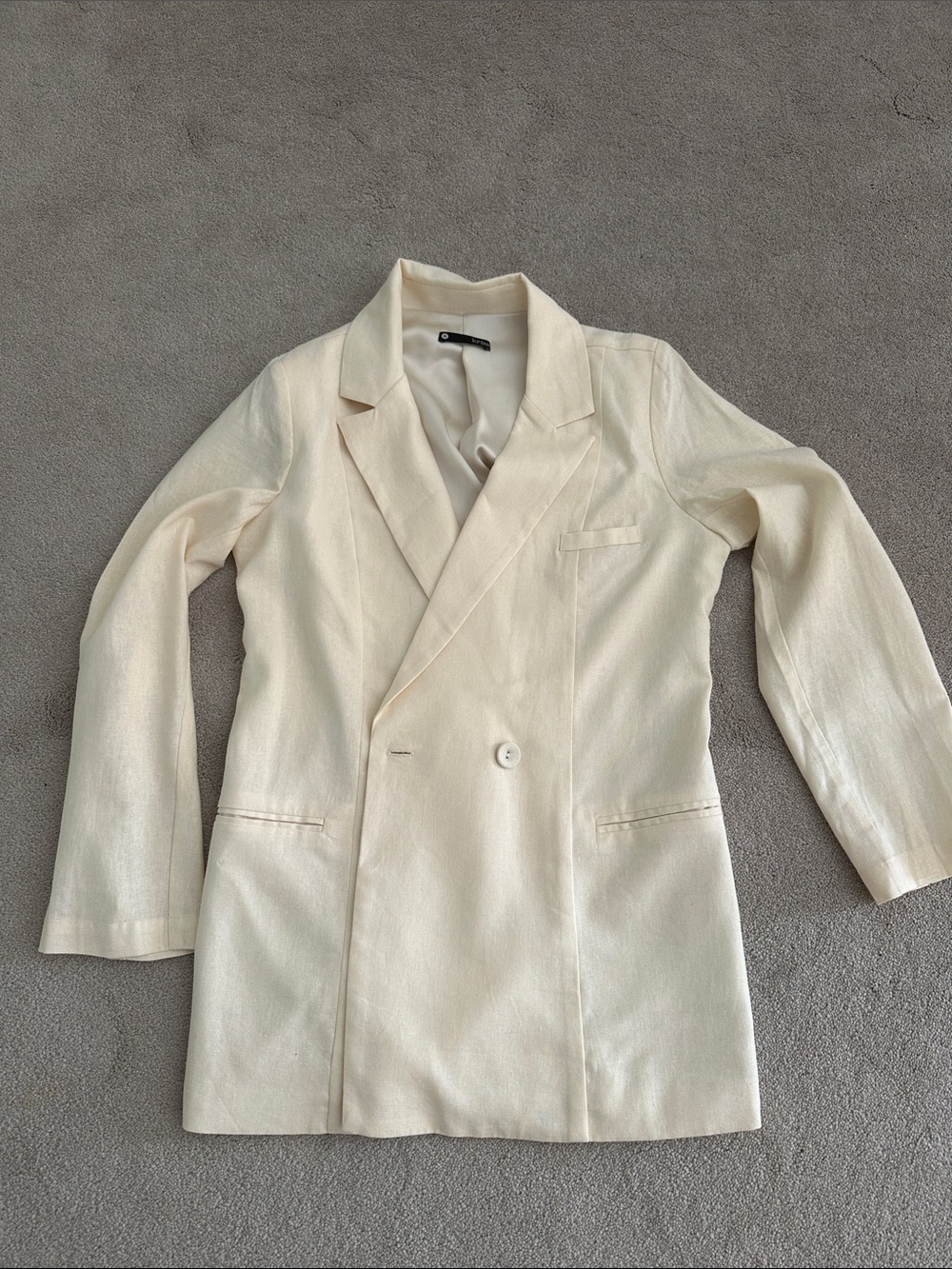 Women's Cream Double-Breasted Blazer